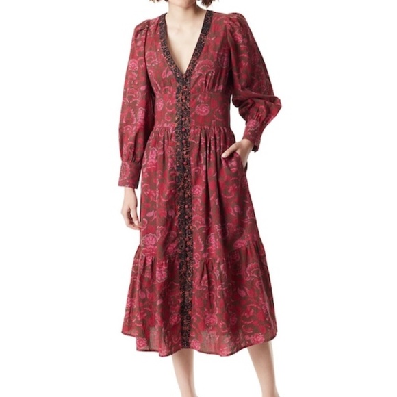 Sam Edelman Ramsey V-Neck Floral Maxi Dress Size Large - Picture 4 of 15